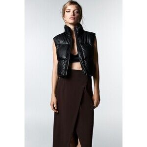 Brown Zara High Waist Faux Wrap Midi Skirt (NWT)